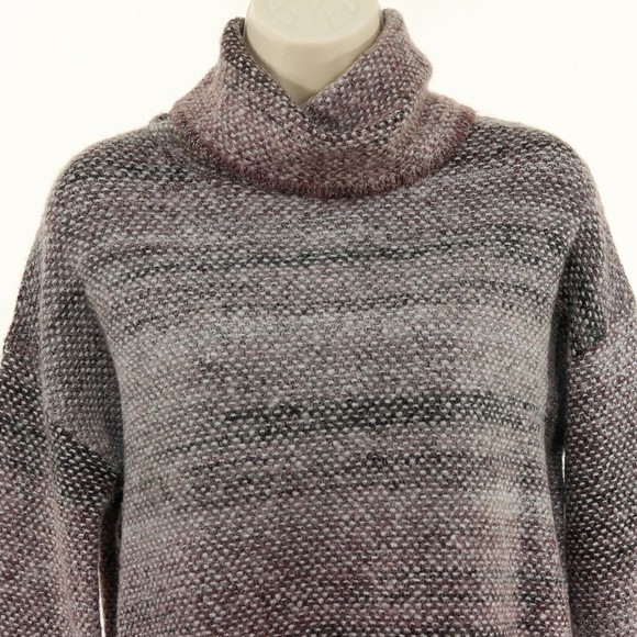 Max Studio Womens Turtleneck Sweater S Small Soft Stripe Gray Purple Variegated - Picture 2 of 9